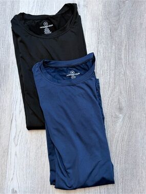 Real Essentials Men’s Long Sleeve Performance Tee Bundle Navy and Blue Size 2XL